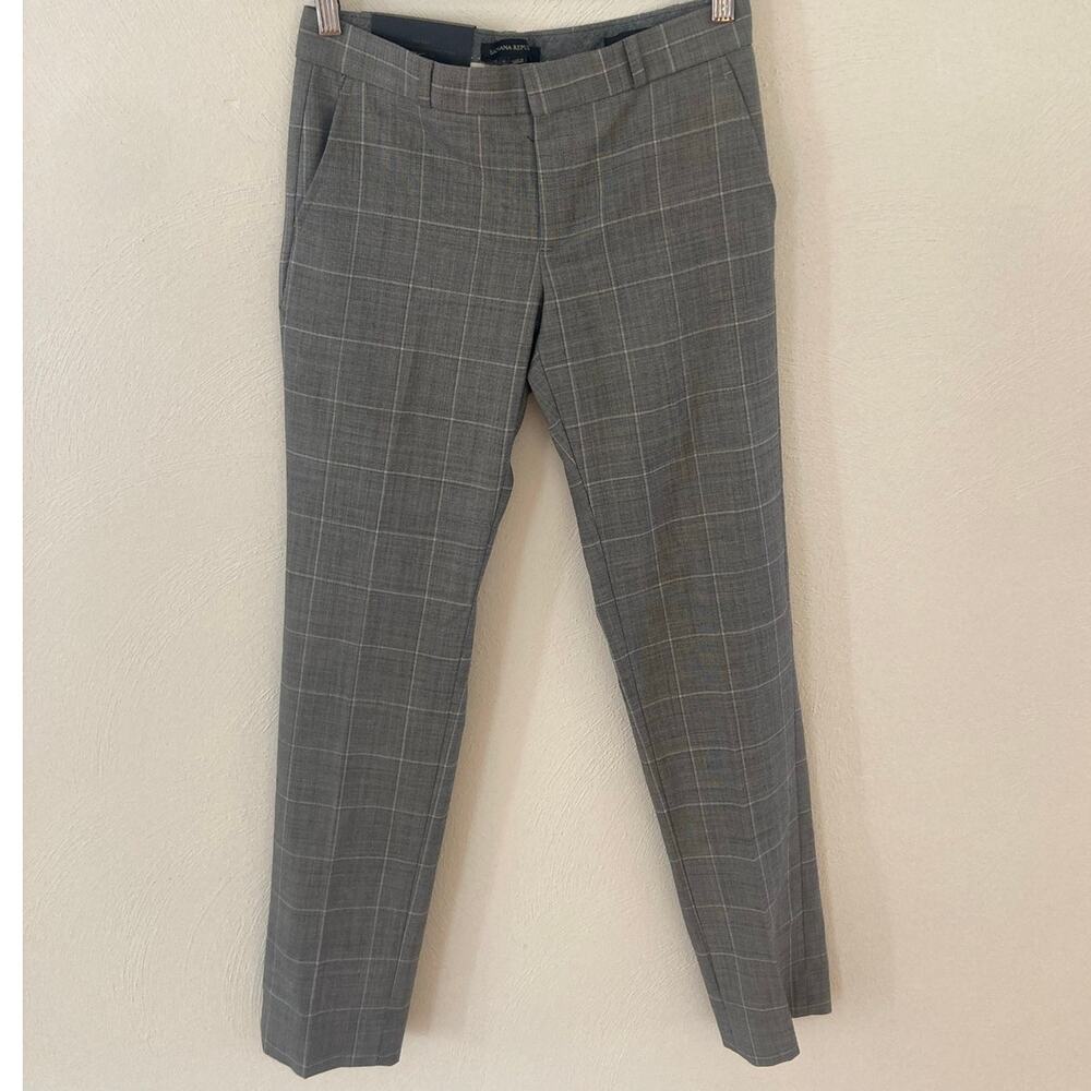 NWT Banana Republic Ryan Straight Pant Gray Glen Plaid Workwear Office 0 - Picture 4 of 7